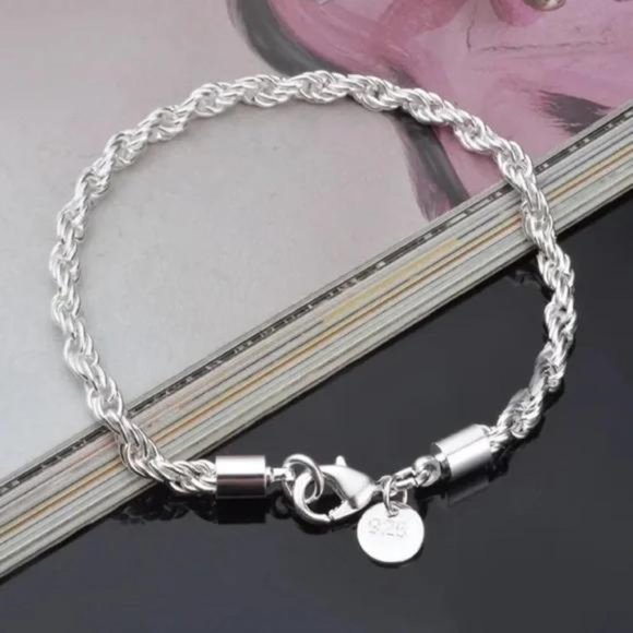 NEW TWISTED 925 STERLING SILVER BRACELET - Picture 1 of 5